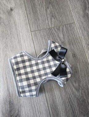 Gray & White Plaid Dog Harness